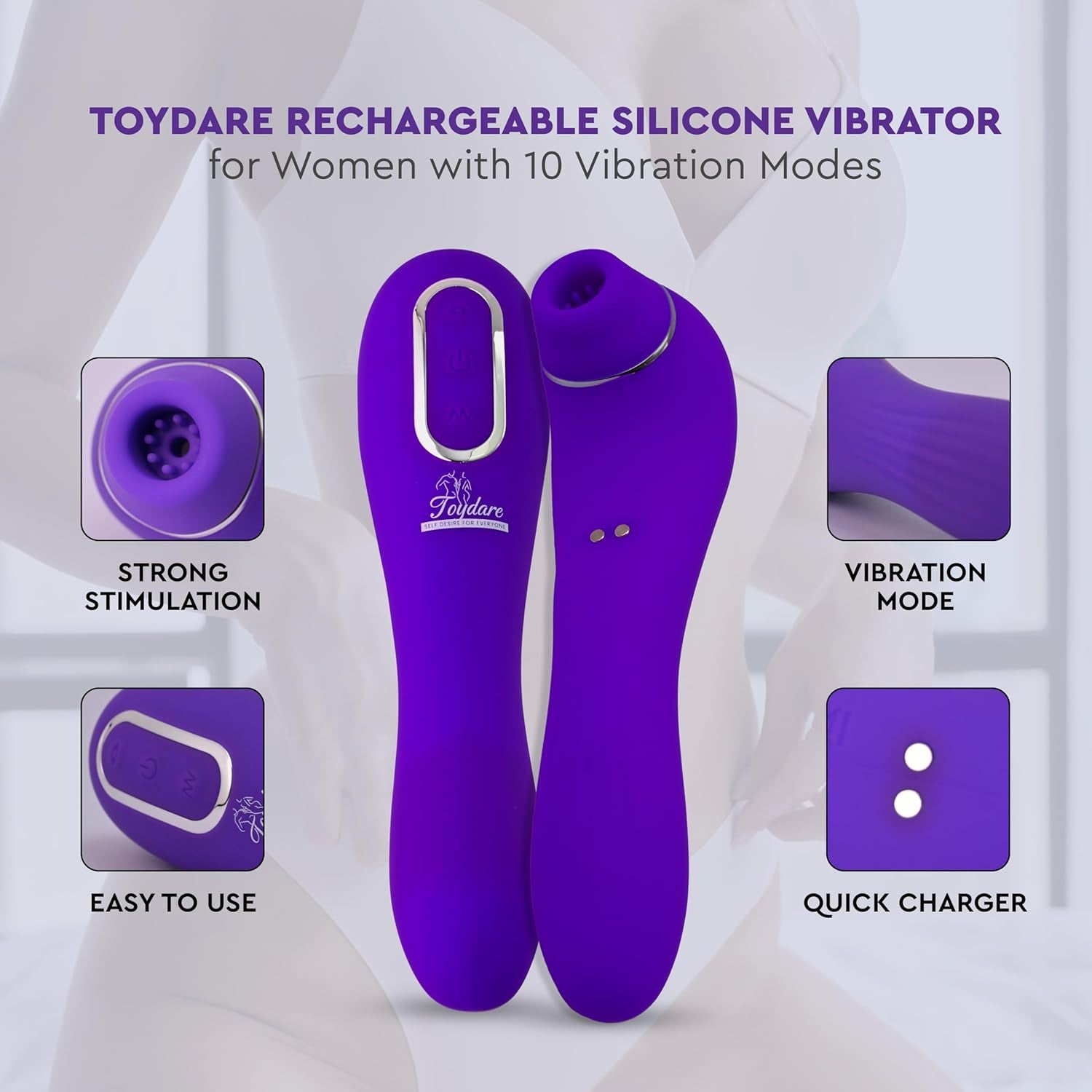 Adult Sex Toys Vibrator Wand Women, 2 in 1 Clitoral Stimulator G Spot Vibrator with 10 Powerful Licking & Vibrating Modes, Couples Sex Novelties Clit Female Vibrator (Women) - SinfulX - 