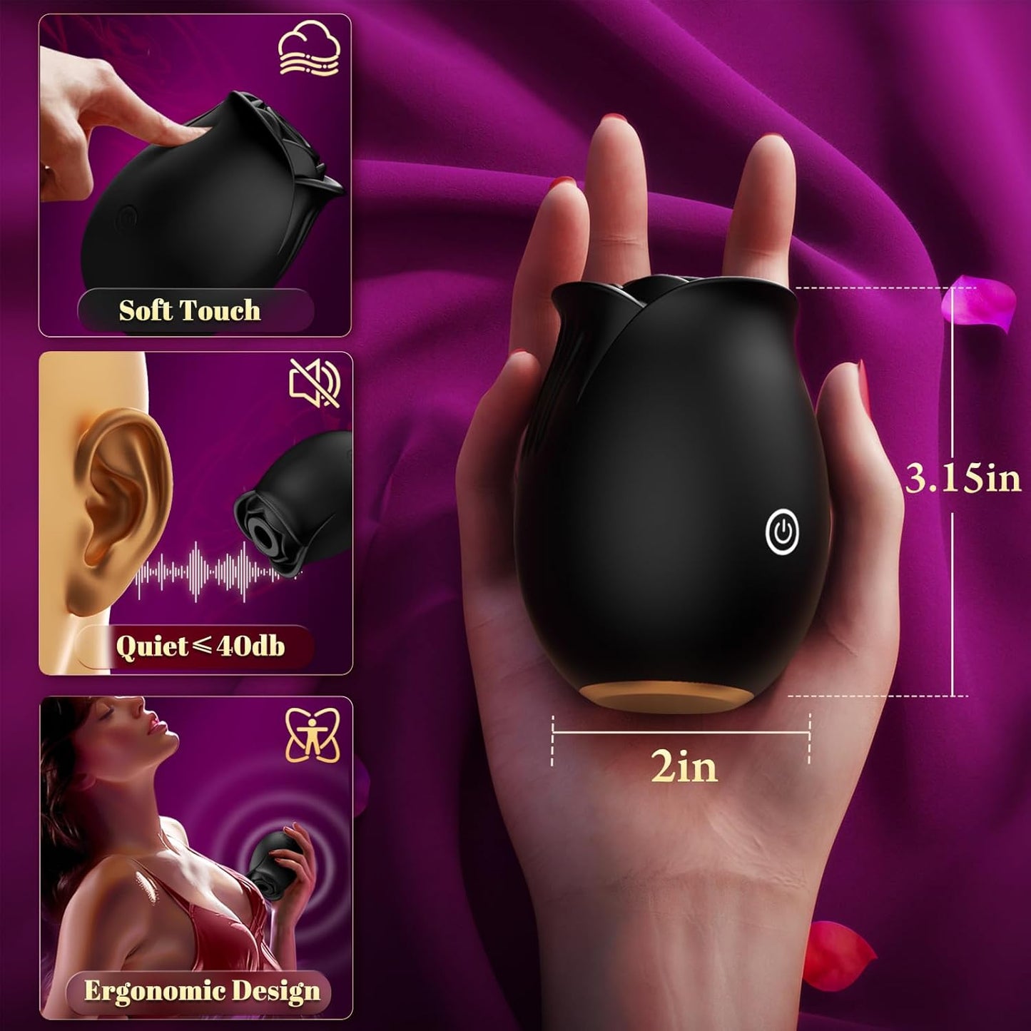 Rose Sex Toy Adult Toys - APP Rose Vibrator for Women Sex Toys with 9 Sucking & Vibrating, G Spot Vibrator Adult Sex Toys, Womens Clit Nipple Sucker Vibrators for Female Couples Sex Furniture - SinfulX - 