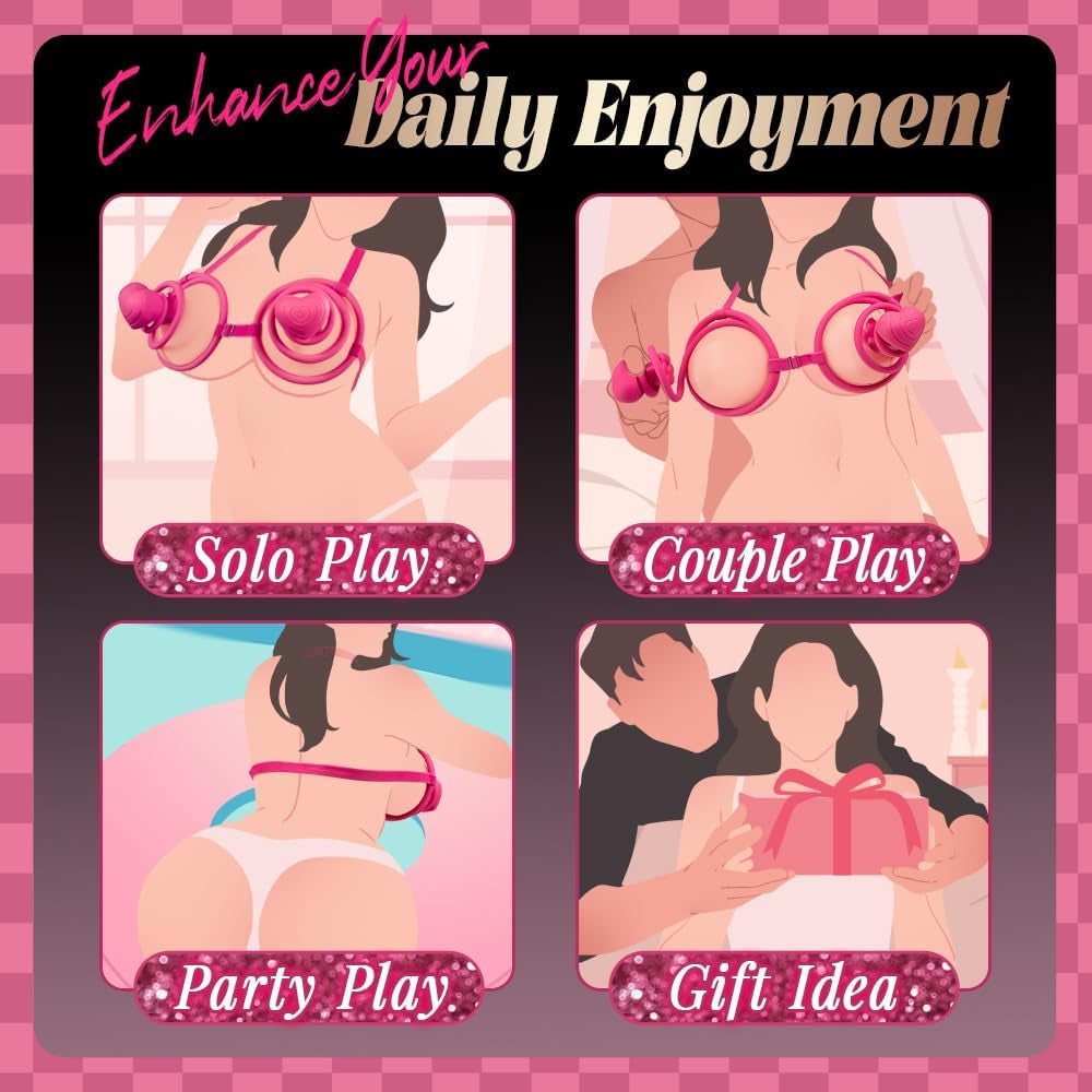 Sex Toys Nipple Vibrator for Women 6IN1 Wearable Nipple Stimulator Toy with 10 Vibration & App Control Vibrating Nipple Clamps Sex Toy for Boob Breast Stimulation Rose Adult Sex Toy for Woman Couples