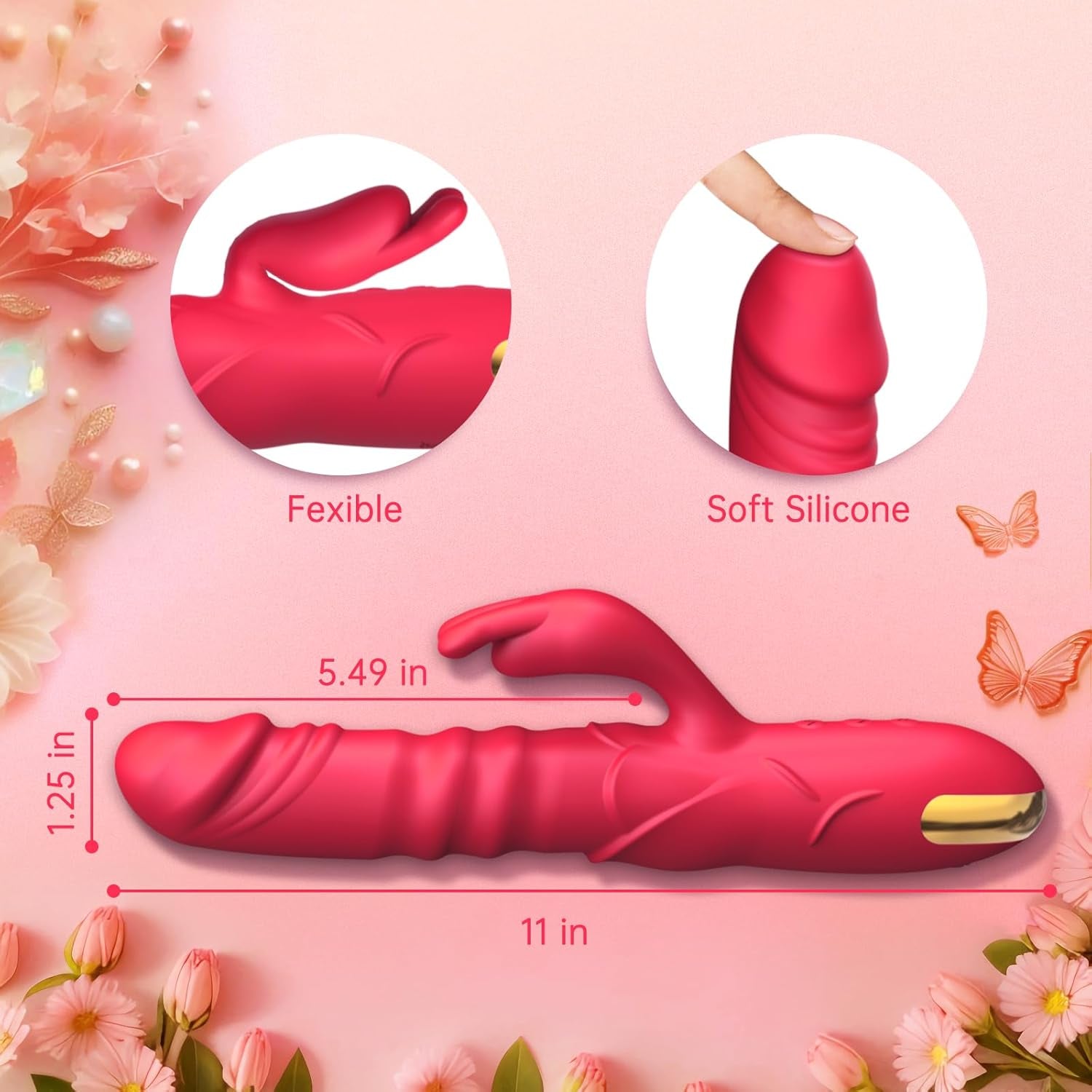 RoseThrust Thrusting Rabbit Vibrator 3 Thrust 10 Modes Silicone - SinfulX - 