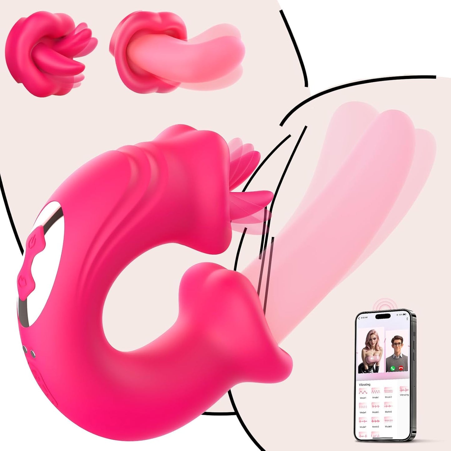 LunexaSync App Tongue Vibrator 20 Modes G - Spot Clit Toy - SinfulX - Personal Care > Sexual Wellness > Tongue Vibrator