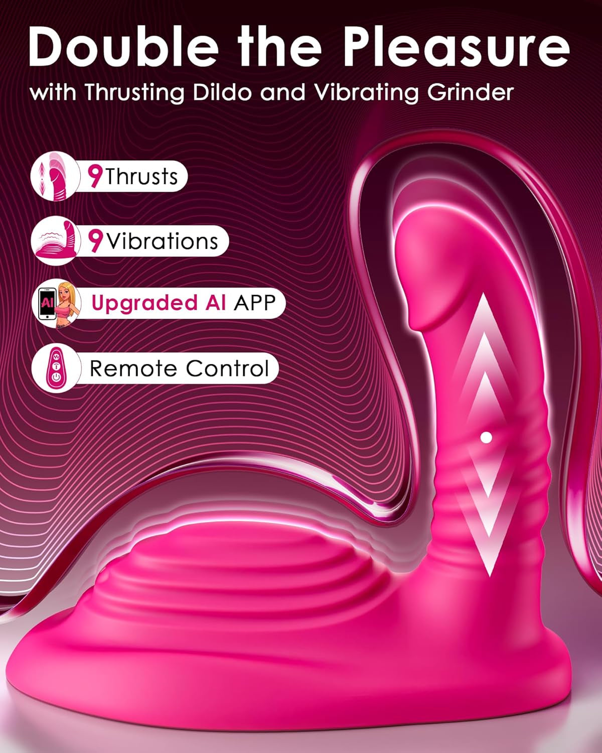 Riding Grinding Thrusting Dildo Vibrator - Remote Control Sex Grinders with 9 Thrusts & Vibrations for Clit G Spot Nipple Weight Toys, Women Female Sex Toy Adult Toys & Games Sex Machine Dildos