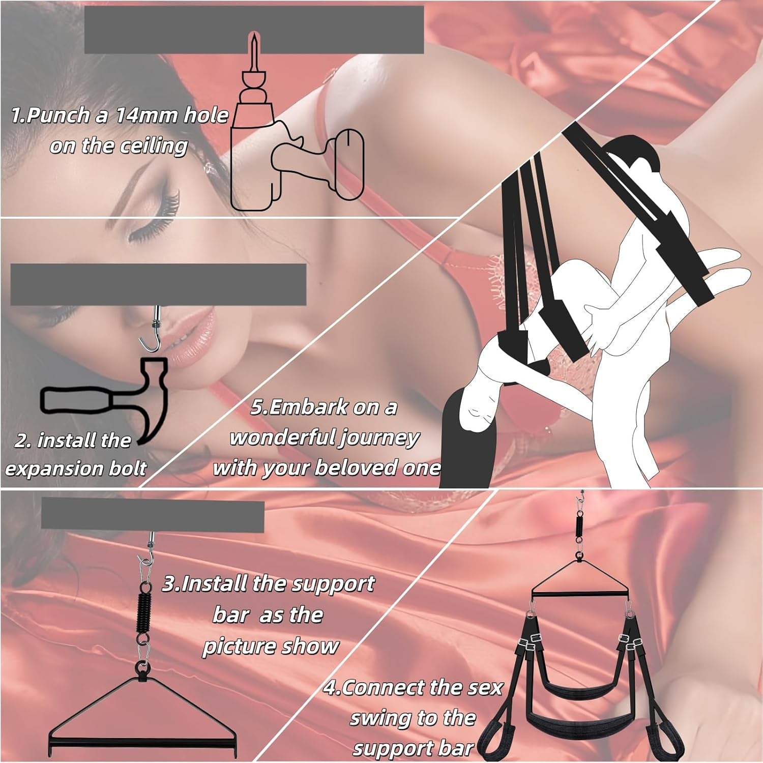AerialisX 180° Spinning Sex Swing 800lb Ceiling - SinfulX - Personal Care > Sexual Wellness > Sex Swing