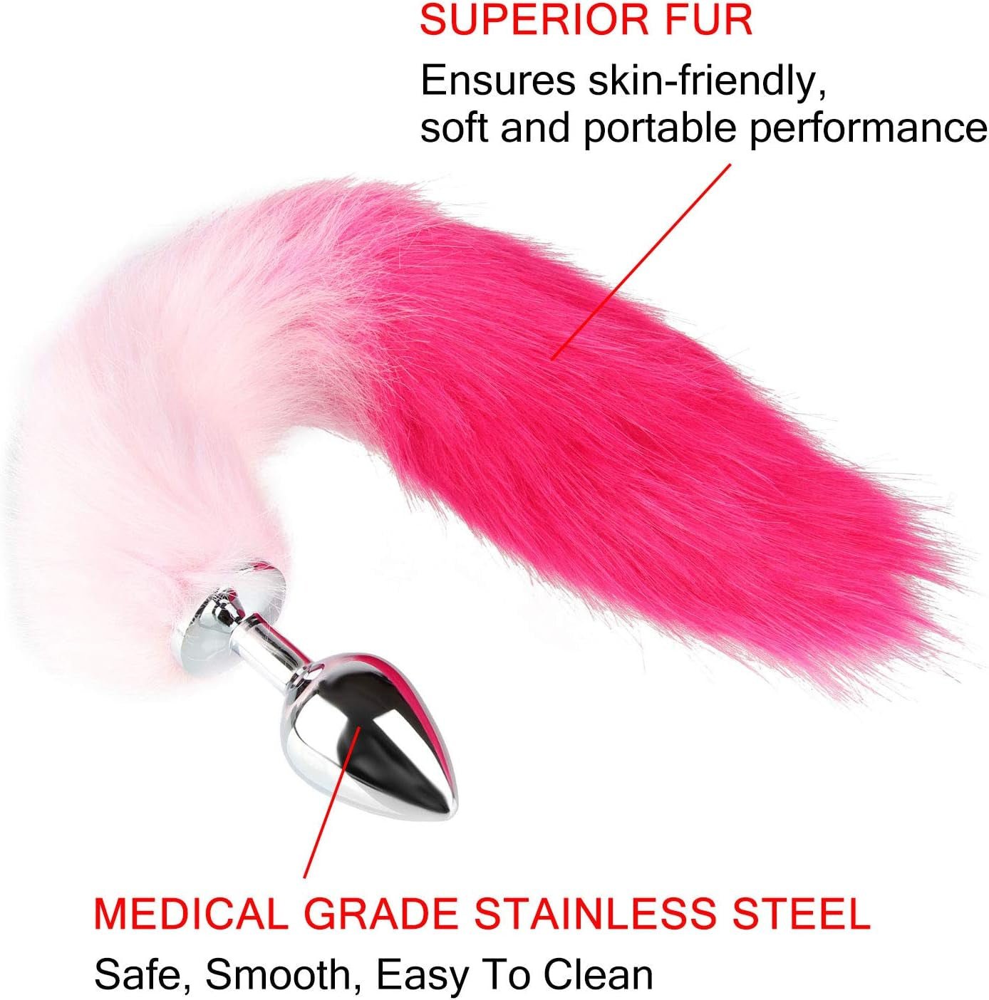 VelvetVixen Fox Tail Butt Plug Pink M - SinfulX - 