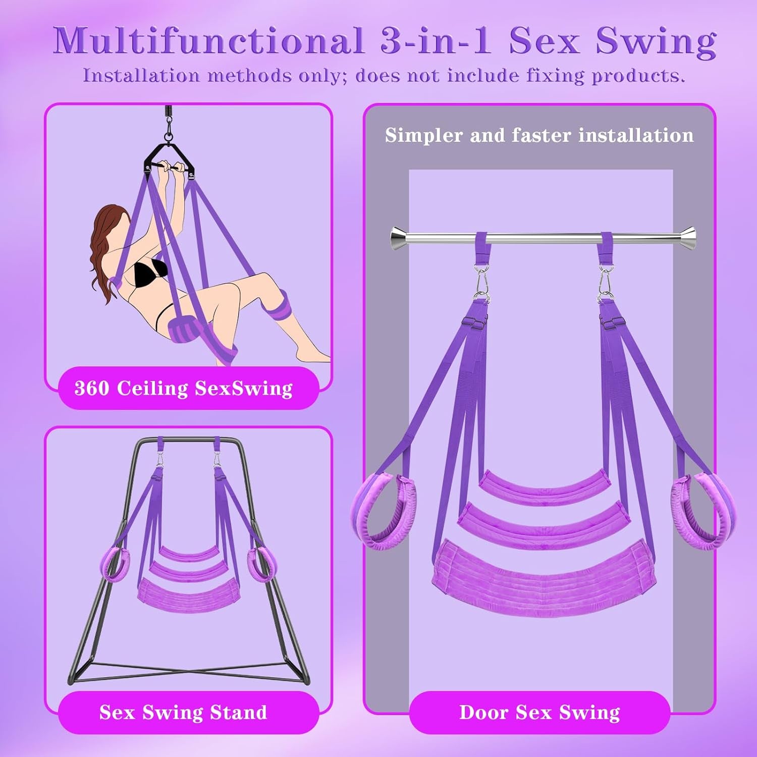 ComfortGrip Door Sex Swing with Cushions & Restraints - SinfulX - Personal Care > Sexual Wellness > Sex Swing