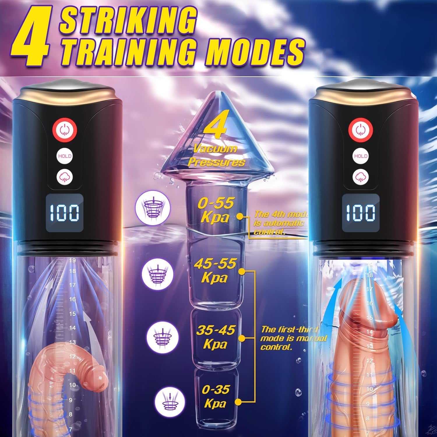 Electric Penis Pump Adult Male Sex Toys for Men, Male Masturbator Automatic Penis Vacuum 8 Suction Intensitie,Air Pressure Device Rechargeable Adult Toys Training for Men Stronger Bigger Erection - SinfulX - 