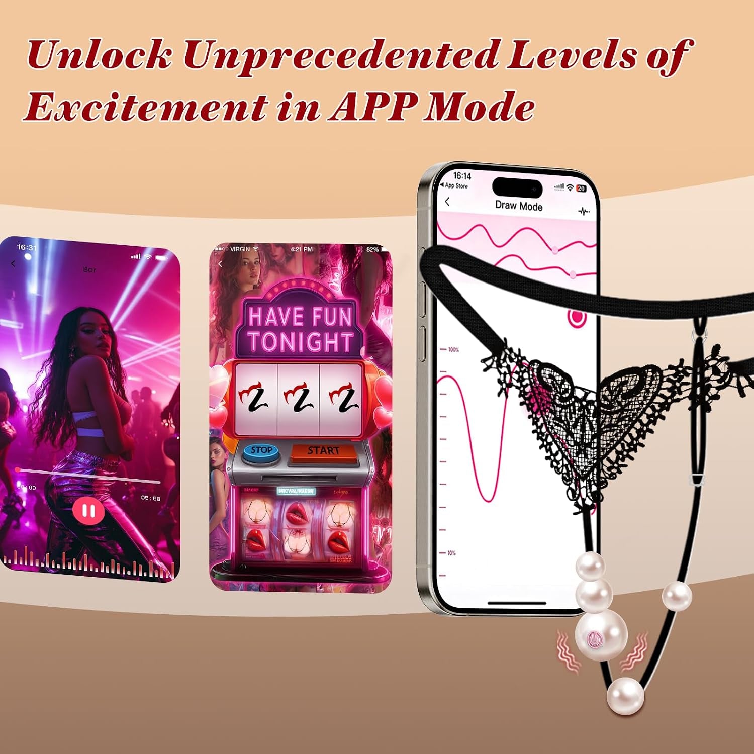 PearlVeil Vibrating Lace Thong | App Remote Panty Vibe