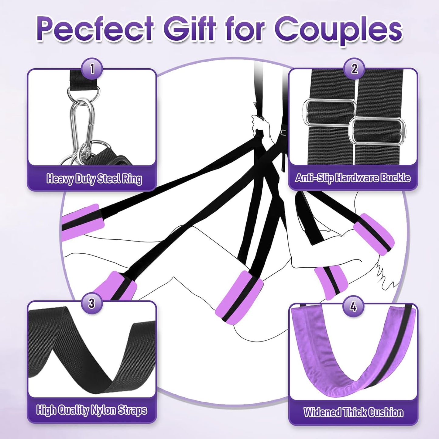 VioletBond Purple BDSM Sex Swing Adjustable - SinfulX - 