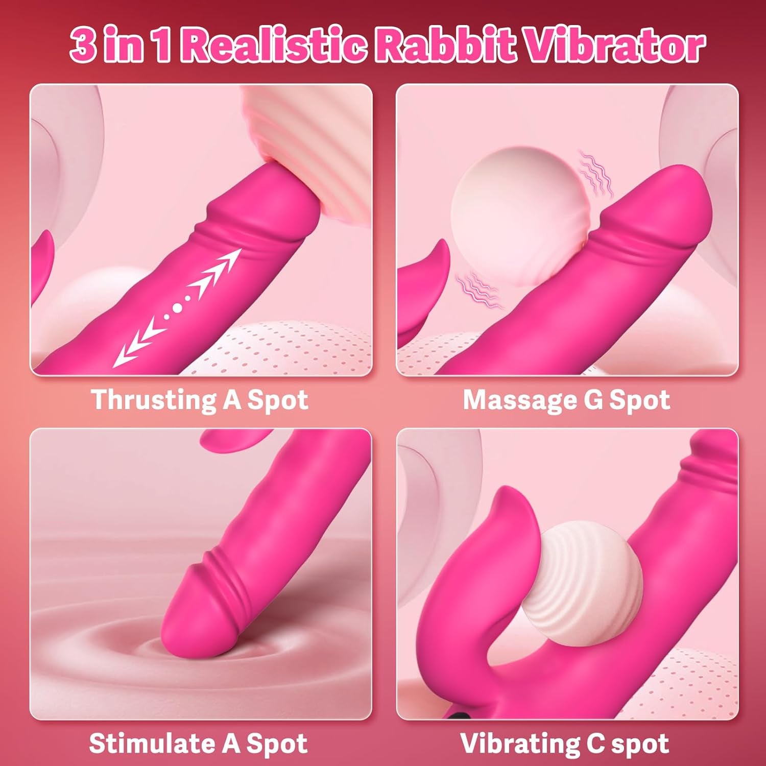 LuxeWave LCD Thrusting Rabbit Vibrator 7 Modes Magnetic Charge - SinfulX - 