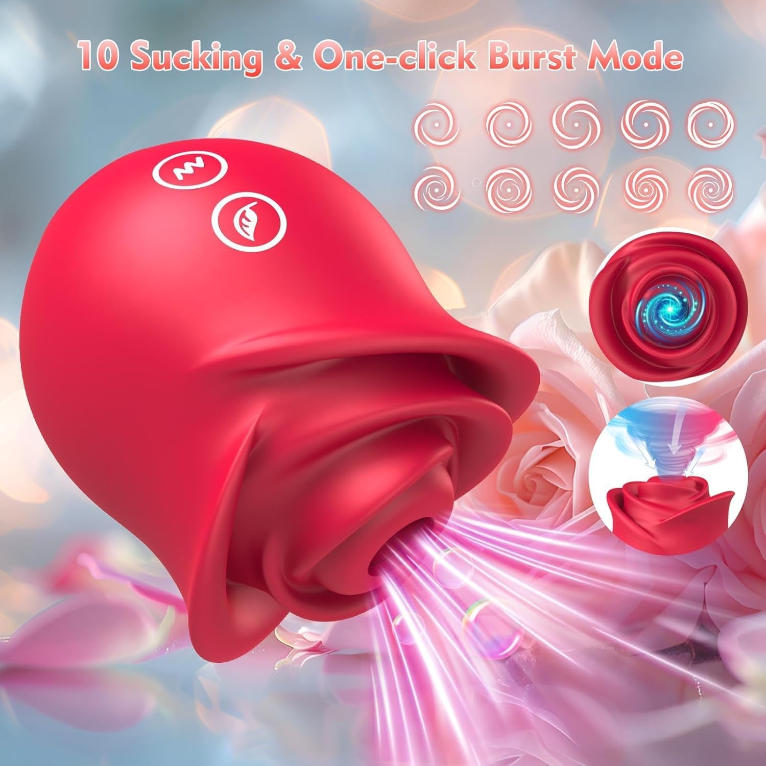 Rose Sex Toy Sucking Vibrator - Rose Adult Toys Clit Sucker Women Sex Toy APP Control Vibrator with 10 Sucting Modes for Clitoral Nipple G Spot Oral Sex Stimulation, Female Sex Toys Women Couples - SinfulX - 
