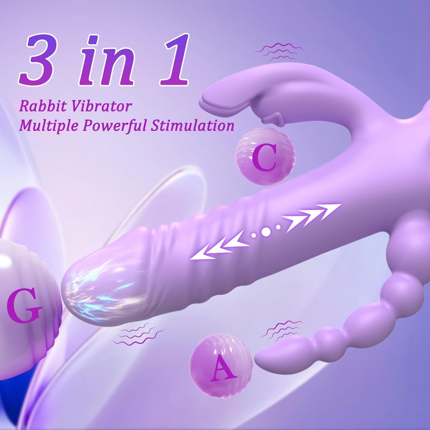 Thrusting Dildo Vibrator Sex Toys for Women, G Spot Anal Rabbit Vibrators Adult Sex Toys with 7 Powerful Speeds & 7 Vibrating Modes Upgrade Silicone Waterproof Rechargeable,Purple - SinfulX - 
