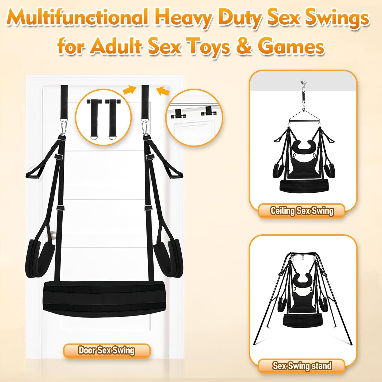 ComfortBond Adjustable BDSM Door Swing with Padding - SinfulX - 