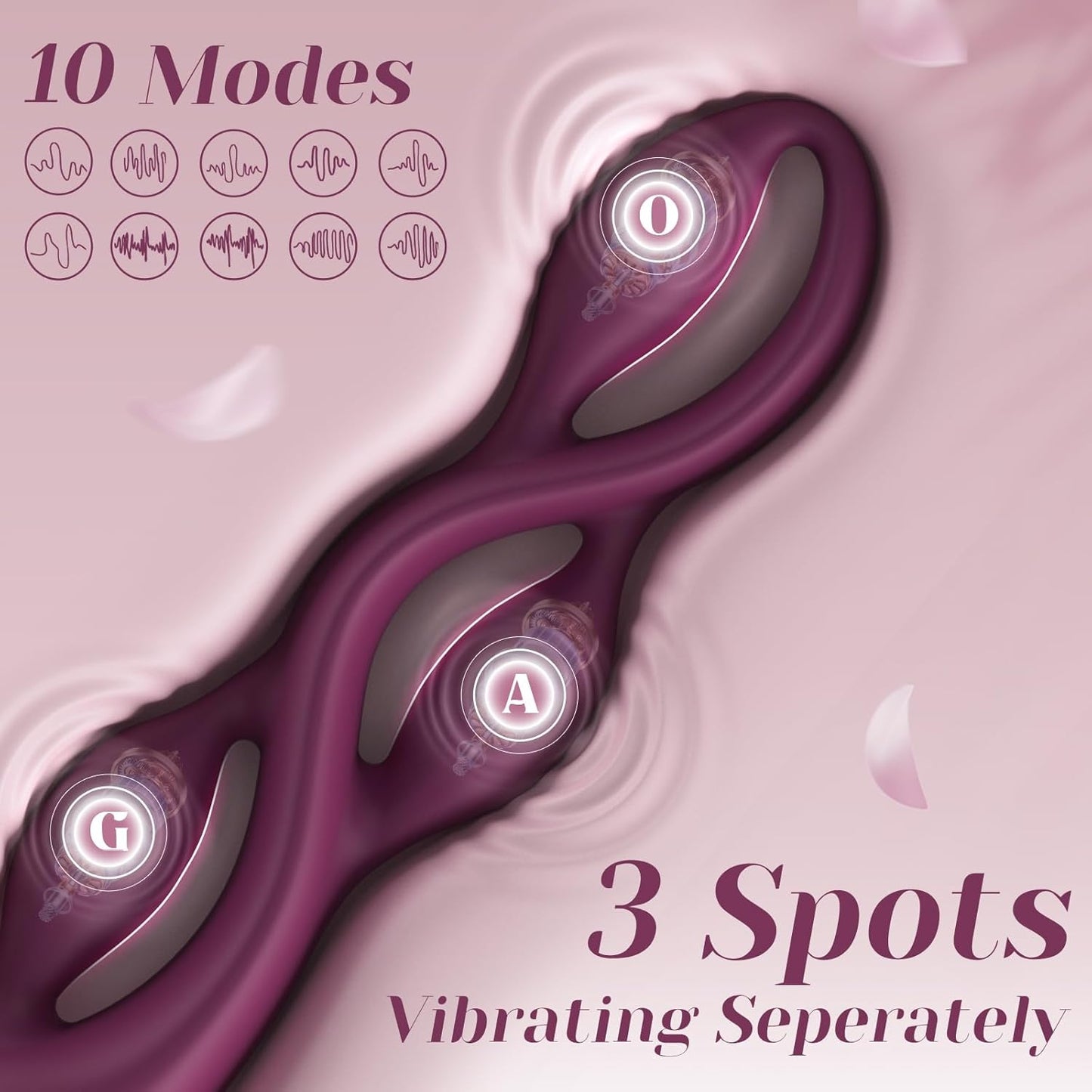 G Spot Vibrator Adult Toy -  Premium Vibrators with 10 Modes, Triple Stimulation Full Silicone Silent Vibrator IPX7 Waterproof, Clitoral Anal Beeds Nipple Toys Adult Toys for Women Men Couple