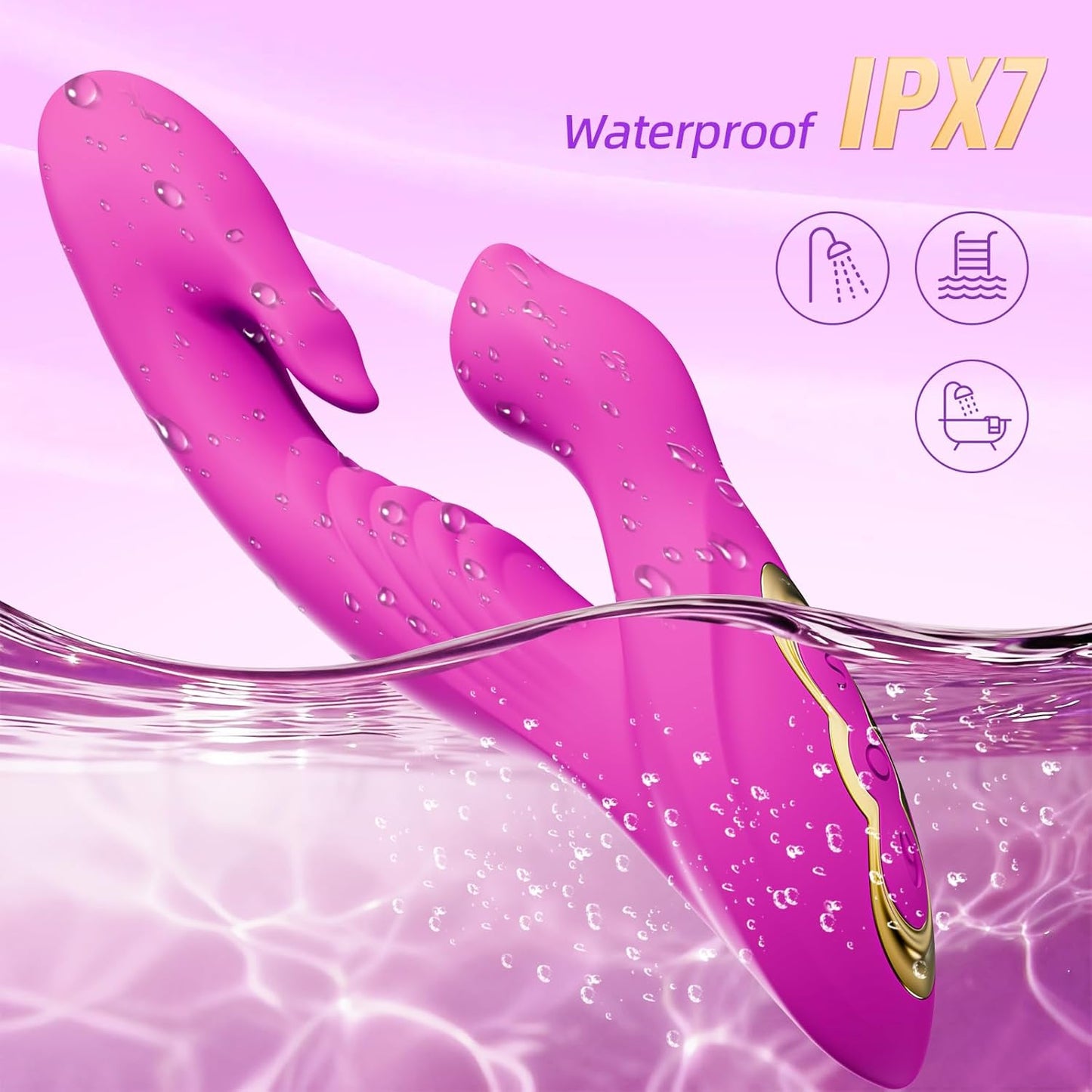 Tongue Vibrator Dildo Sex Toys, Rabbit Vibrator for Licking Clitoris Stimulation with 10 Tongue Licking & Flapping Vibrating Mode, Soft Thrusting Dildo Adult Toys Rose Toy for Couple Women Games - SinfulX - 