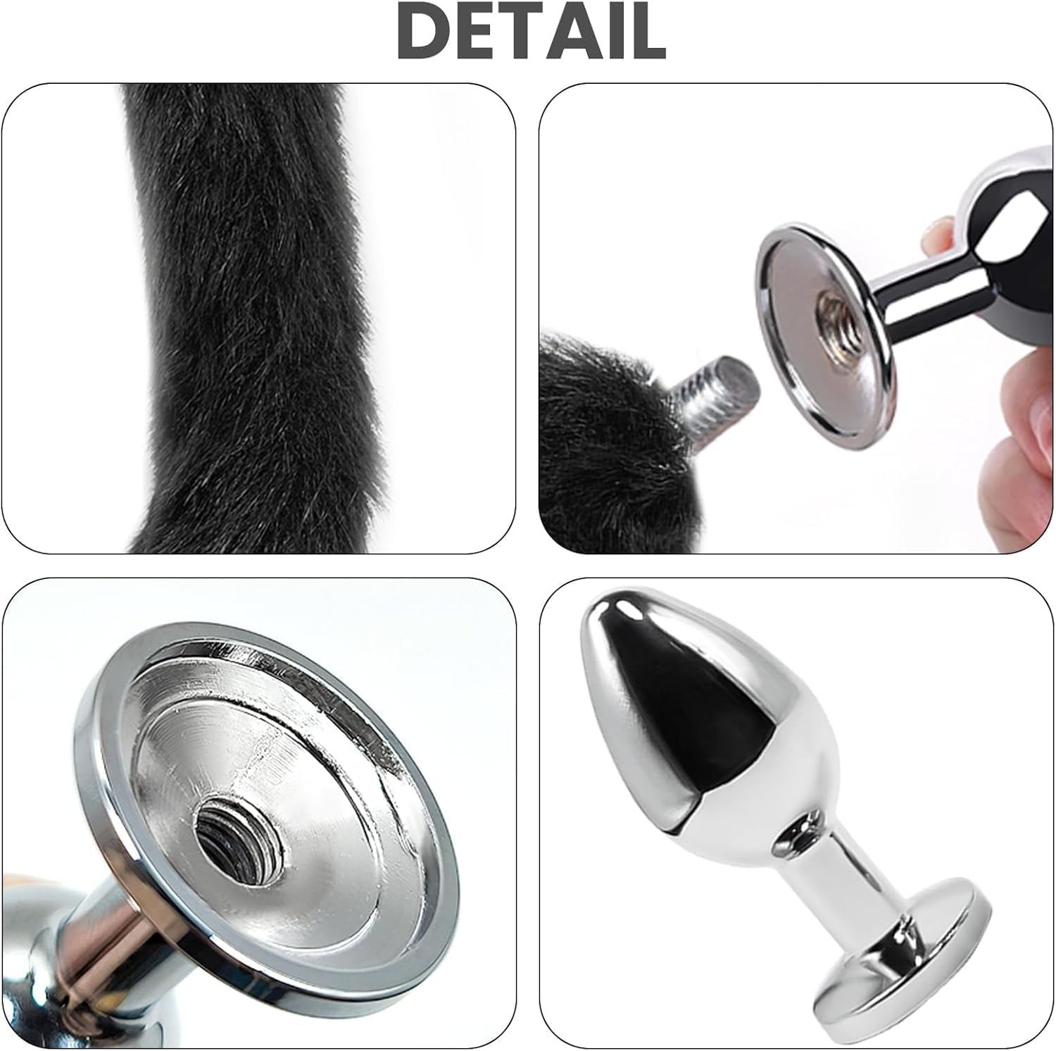 VixenForge Fox Tail Anal Plug Kit 2 Steel Plugs Trainer - SinfulX - 