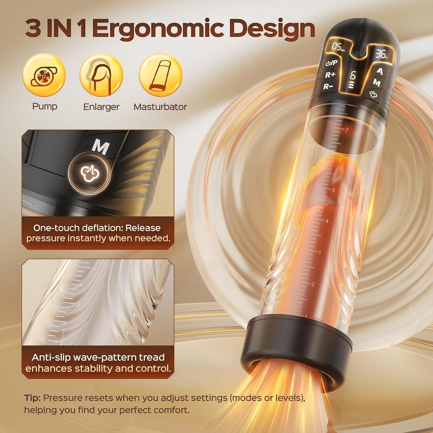 Electric Penis Pump Adult Male Sex Toys, Automatic Penis Enlarger & Extender Pump with 6 Training & 3 Suction Modes, Water Vacuum Pump with Cock Rings for Men Erection, Sex Toys Pumps & Enlargers - SinfulX - 