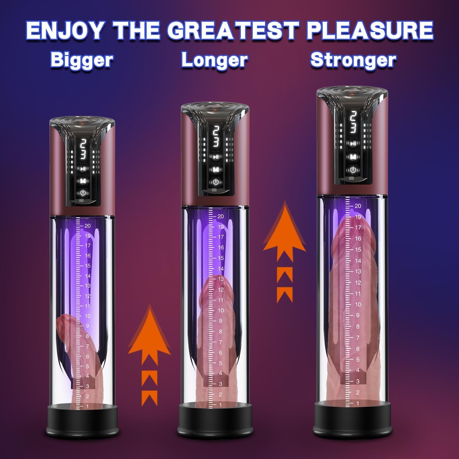 Electric Penis Pump Male Sex Toys Vacuum Pump with 4 Suction Intensities Automatic Penis Extender and 6 Rings, Adult Toys for Men Dick Enlarger Erection (Black) - SinfulX - 