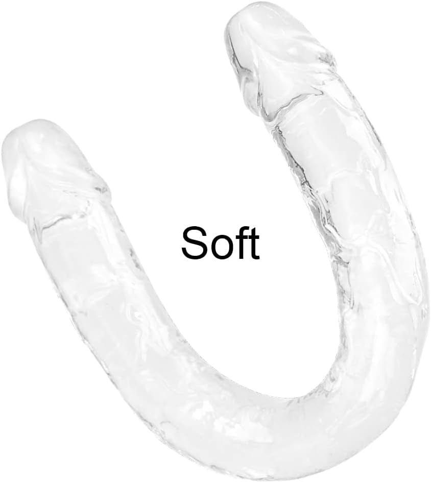 18 * 1.6 Inches Huge Double - Ended Thick Big Dildos for Women, Realistic Dildo for Anal Vagina Simulation, Super Long for Couple Men Women Lesbian Gay Play (Clear) - SinfulX - 