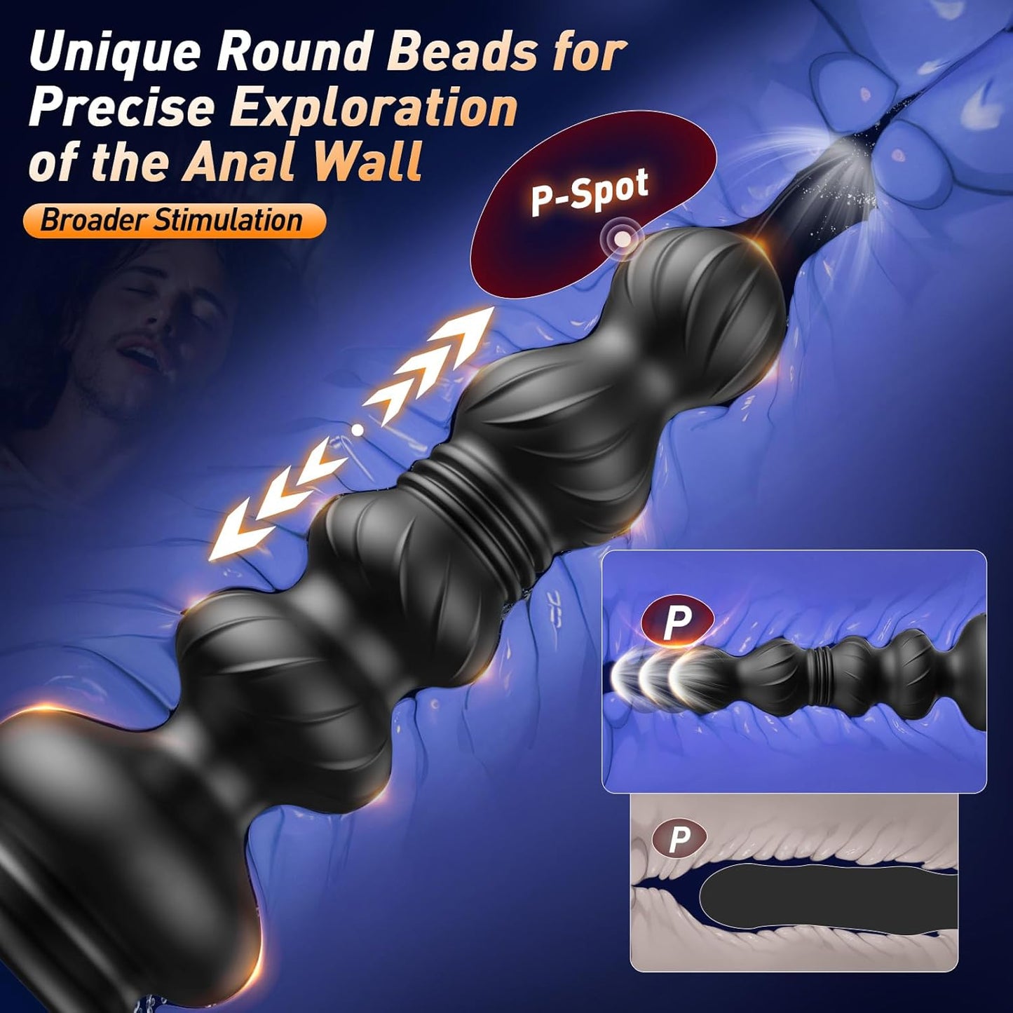 Thrusting Anal Beads Prostate Massager, Anal Vibrator Anal Toys Butt Plug 10 Vibrating Thrusting Anal Plug Male Sex Toys for Men Women Adult Toys Gradual Bead Anal Trainer App Furniture Bedding - SinfulX - 