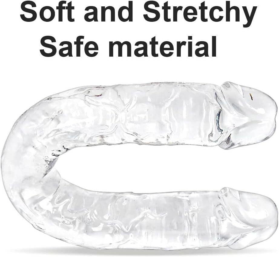 15.1 Inches Double Dildo Clear Realistic Anal Long Dildo Penis with Veins and Glans for Women/Men/Lesbian (15.1 * 1.6 Inches) - SinfulX - 