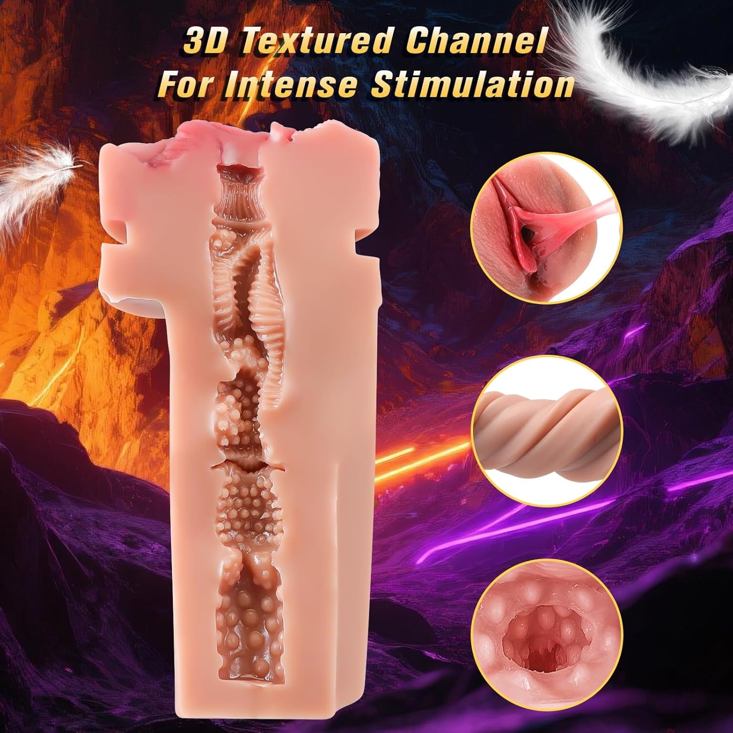 Male Masturbator Sex Toys for Men - Vibrating Pocket Pussy with 5 Sucking Blowjob Modes, 9 Vibration Modes Penis Pump Adult Sex Toy, 3D Realistic Texture Vaginal, Soft Sleeve Couple Sex Toys & Game - SinfulX - 