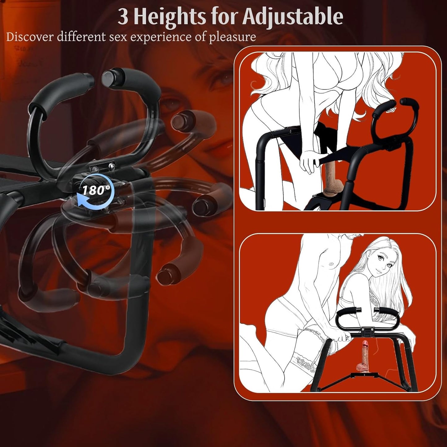 Sex Chair Adjustable Armrest Sex Bench Bouncing Mount Sex Stool Weightless Position Bouncer Chair with Handrail and Dildo Portable Elastic Sex Machine BDSM Sex Novelty Toy for Adult Game - SinfulX - 