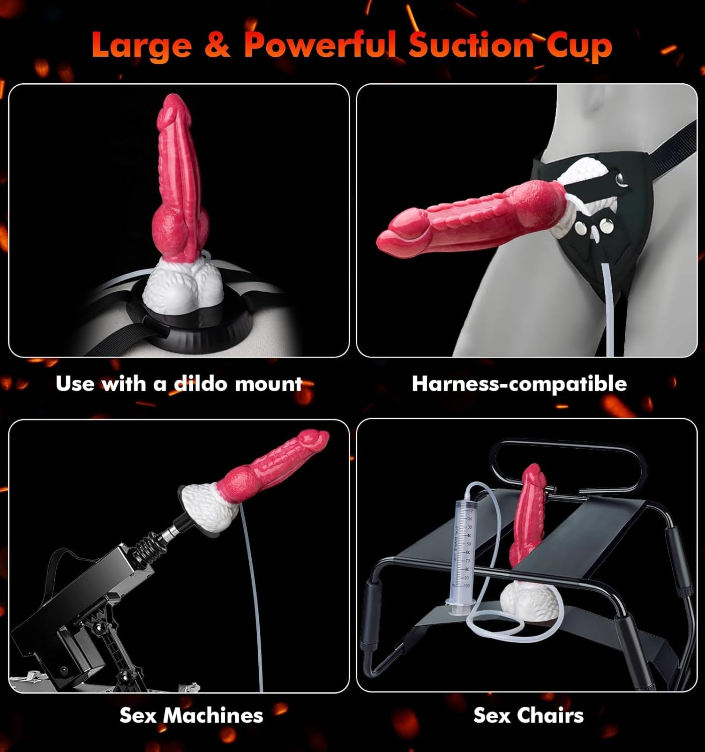 9.5" Monster Fantasy Squirting Knot Dildo - Ejaculating Cumming Dragon Dildo, Huge Thick Alien Animal Dildos with Suction Cup, Ribbed Knotted Silicone Dildos, Adult Sex Toys & Games for Women Men Gay - SinfulX - 