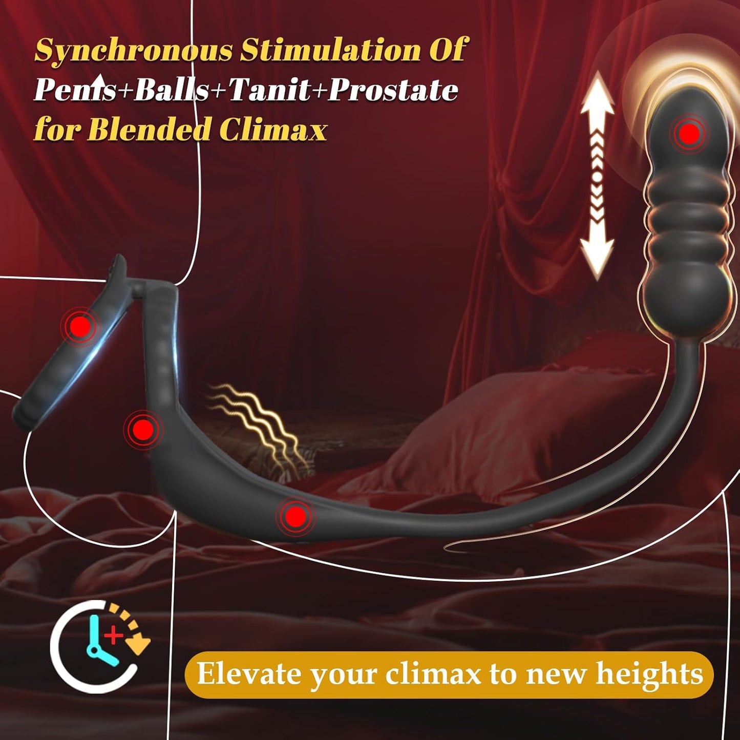 ThrustPulse Thrusting Prostate Massager Cock Ring Remote 9 Modes - SinfulX - Personal Care > Sexual Wellness > Prostate Massager Cock Ring