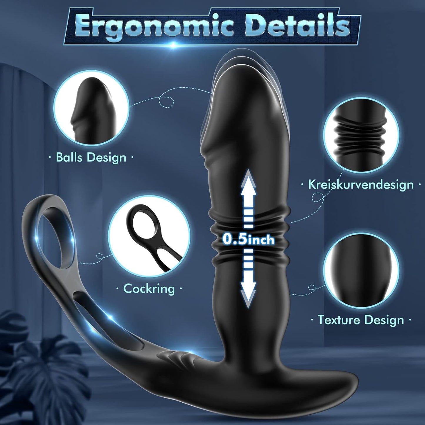 EnduroThrust App Control Thrusting Prostate Massager Cock Ring - SinfulX - Personal Care > Sexual Wellness > Prostate Massager Cock Ring