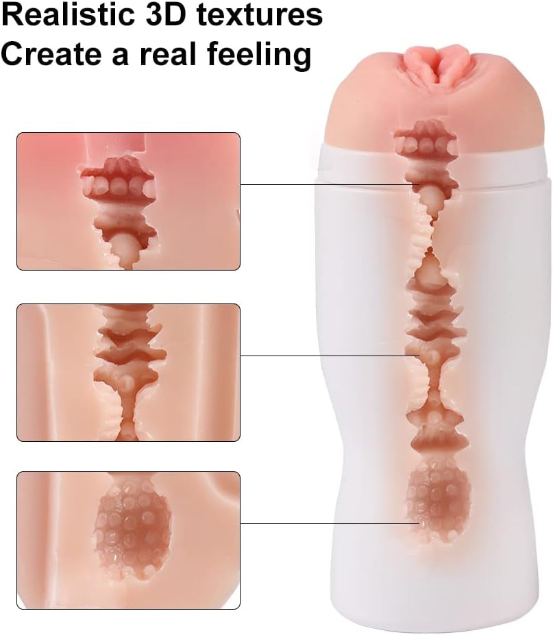 Male Masturbator Pocket Pussy Stroker Masturbation Cup with Realistic Vagina Flesh Toy Men Penis Stimulation Adult Blowjob Masturbators Sex Toys for Men