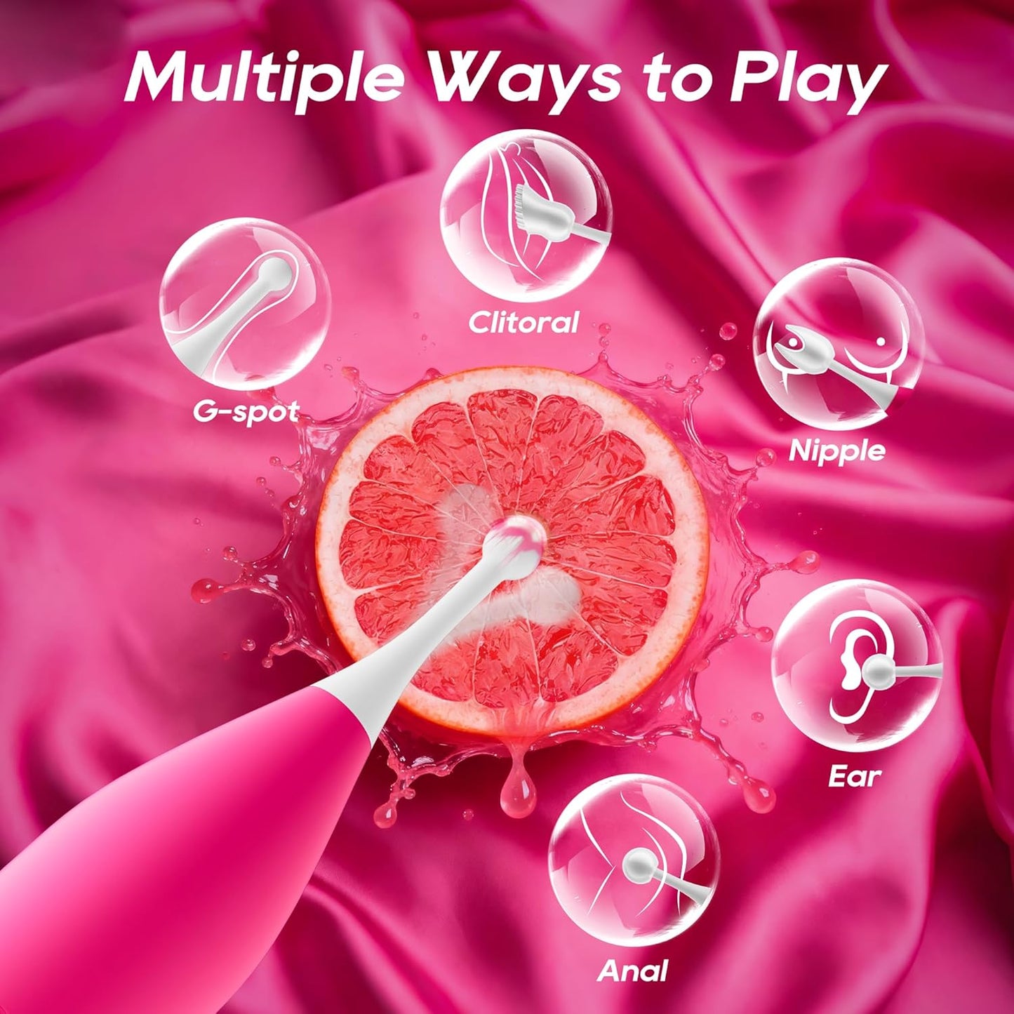 Clitoral Vibrator Sex Toys for Women, 5 in 1 Pinpoint Squirting Vibrator Wand, Clit G-Spot Anal Stimulator with 7 Vibration & Slapping, High Frequency Vibe Personal Massager Wand 3 Silicone Heads