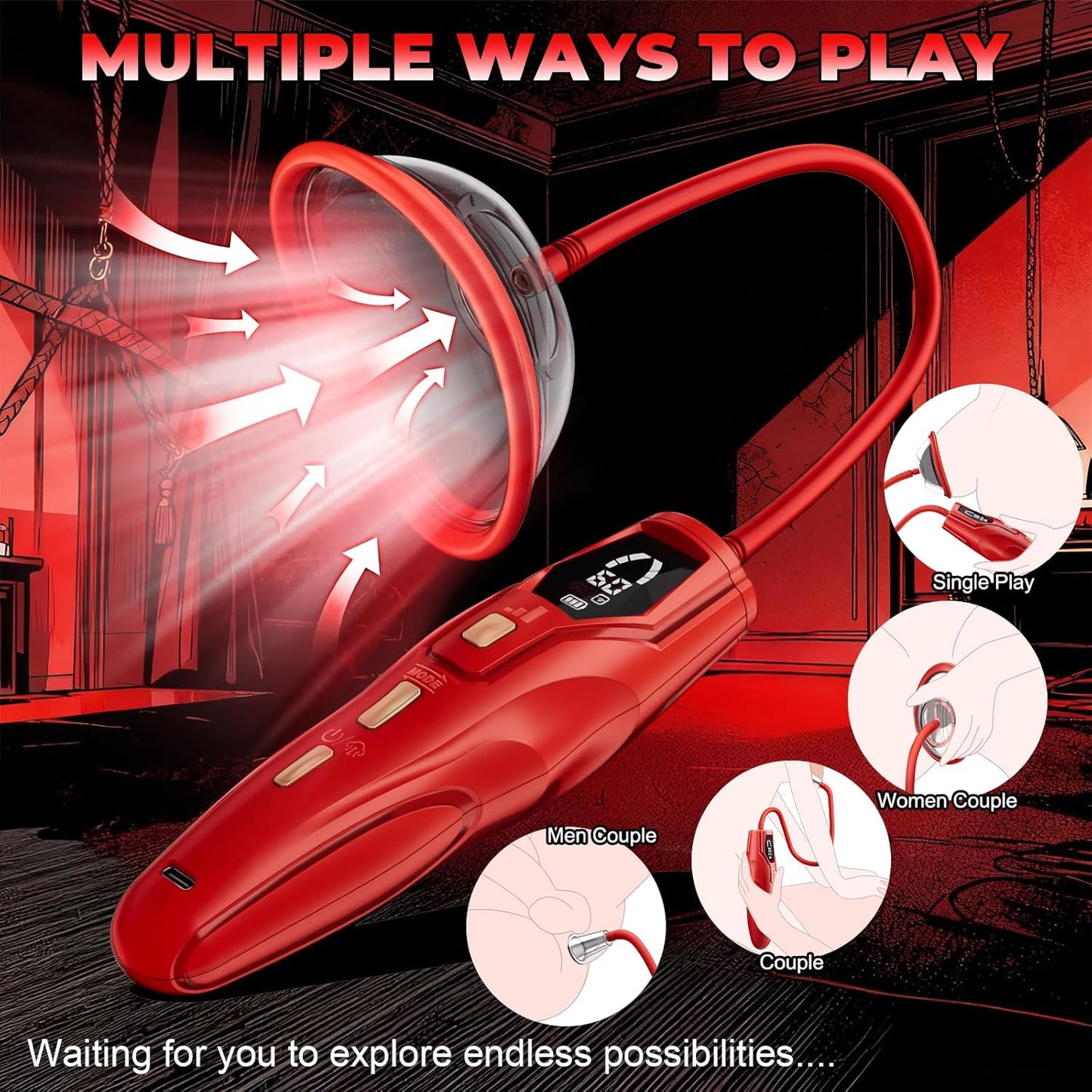 NoctyraX Electric Pussy Pump Digital 5 Cups - SinfulX - Personal Care > Sexual Wellness > Pussy Pump