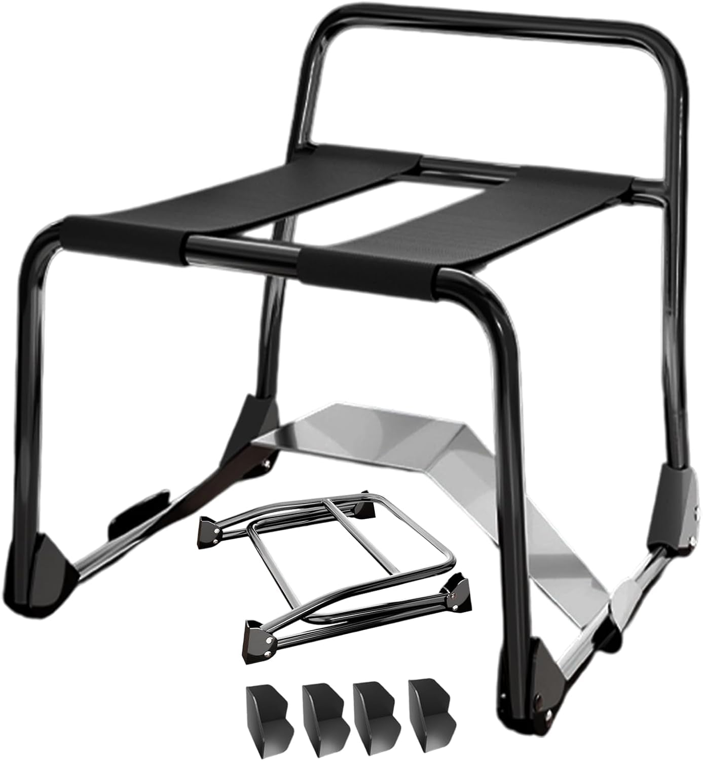 Folding Sex Chair, Sex Position Enhancer Chair,Large Size Position Aids Chair with Handrail Novelty Sex Toy Sex Games Portable Sex Bench for Couples Adult SM Games (Dark Black) - SinfulX - 