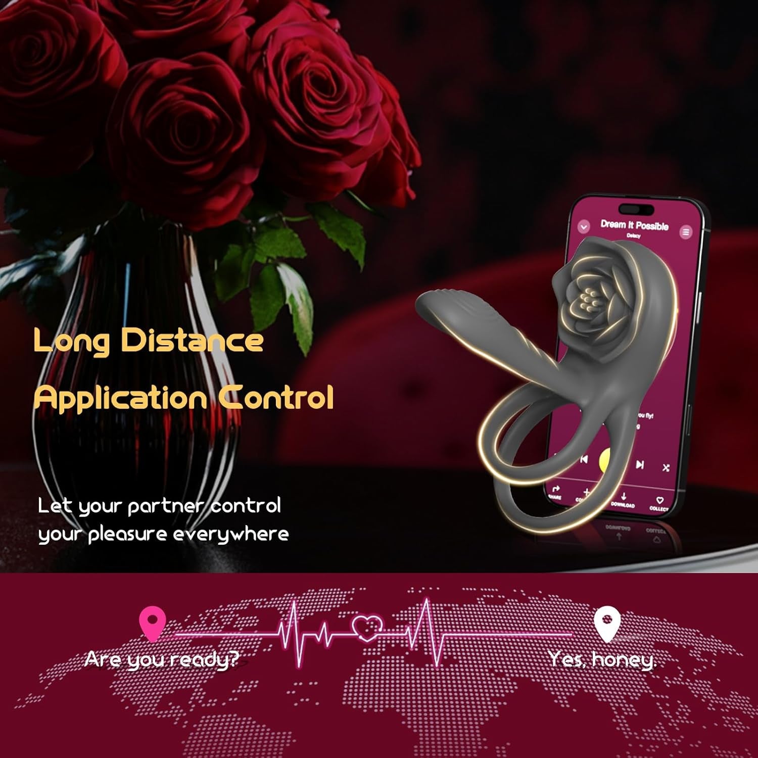 PetalCoreX Cock Ring Extender G - Spot Clit Vibrator 9 Modes - SinfulX - Personal Care > Sexual Wellness > Couples Cock Ring
