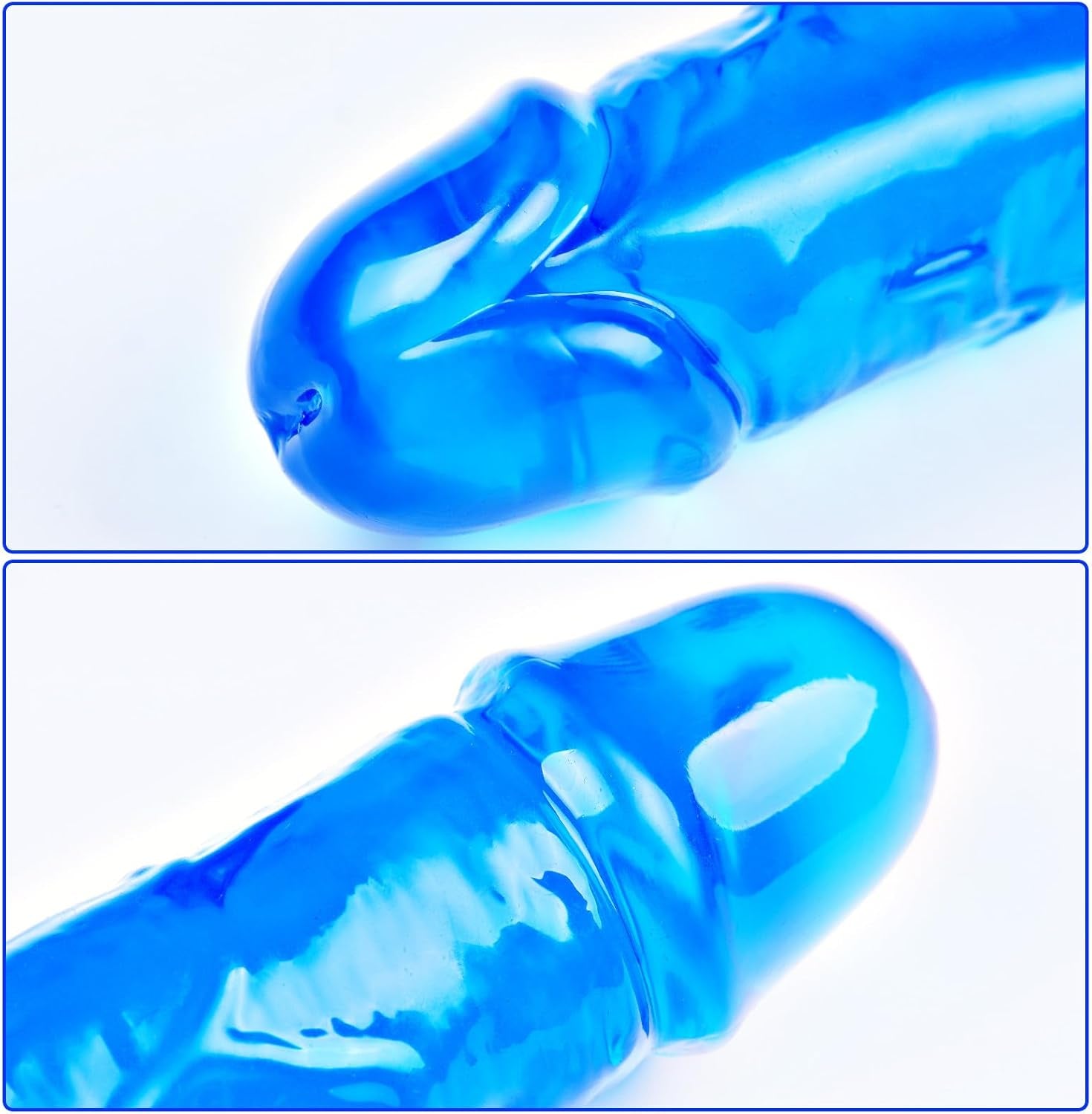 11.8 * 1.3 Inches Realistic Double Sided Dildo,Slim Small Anal Dildo with Veins and Thin Glans Double End Penis, Perfect for Beginner Women and Lesbian Couples Dual Head Long Penis(Blue) - SinfulX - 