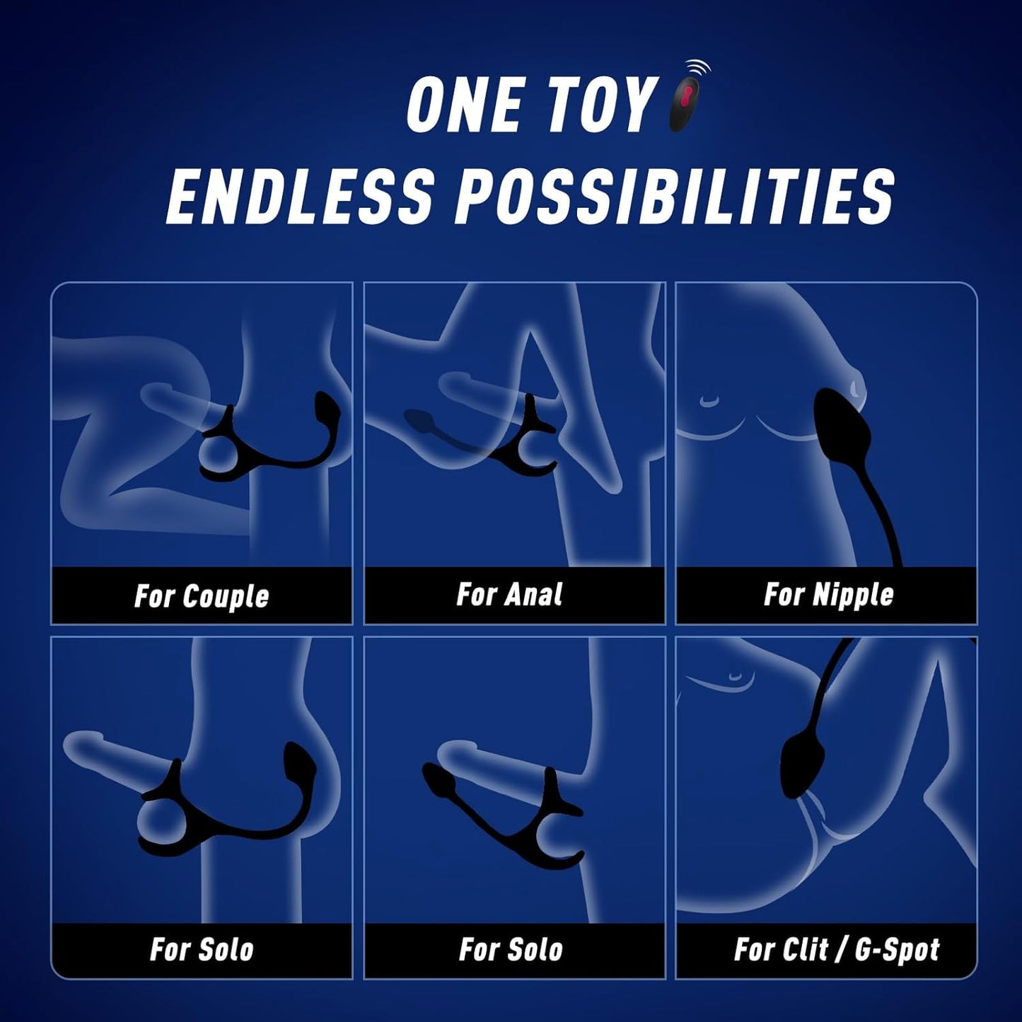 SilentPulse Prostate Massager Cock Ring 9 Modes Remote Quiet - SinfulX - Personal Care > Sexual Wellness > Prostate Massager Cock Ring