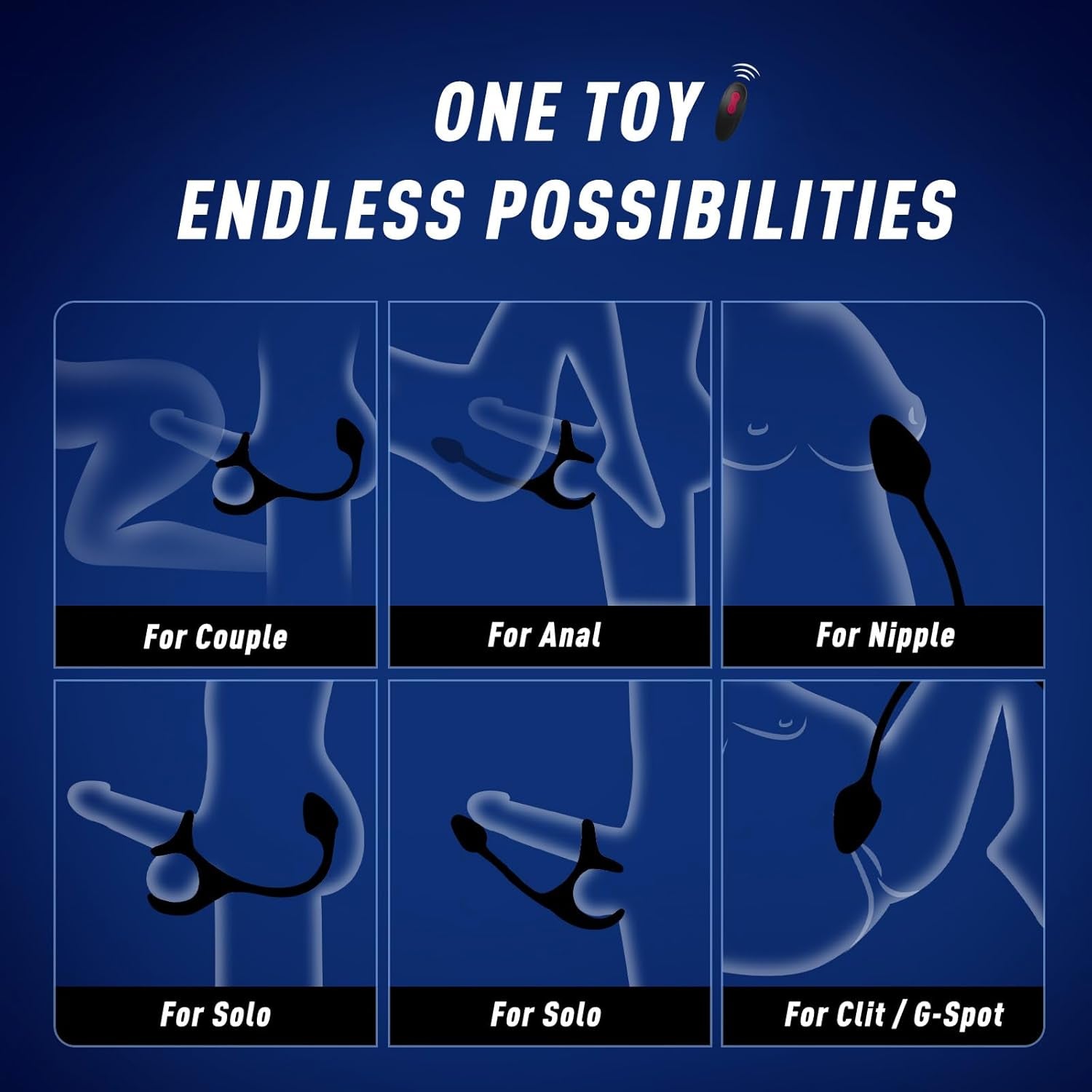 SilentPulse Prostate Massager Cock Ring 9 Modes Remote Quiet - SinfulX - Personal Care > Sexual Wellness > Prostate Massager Cock Ring