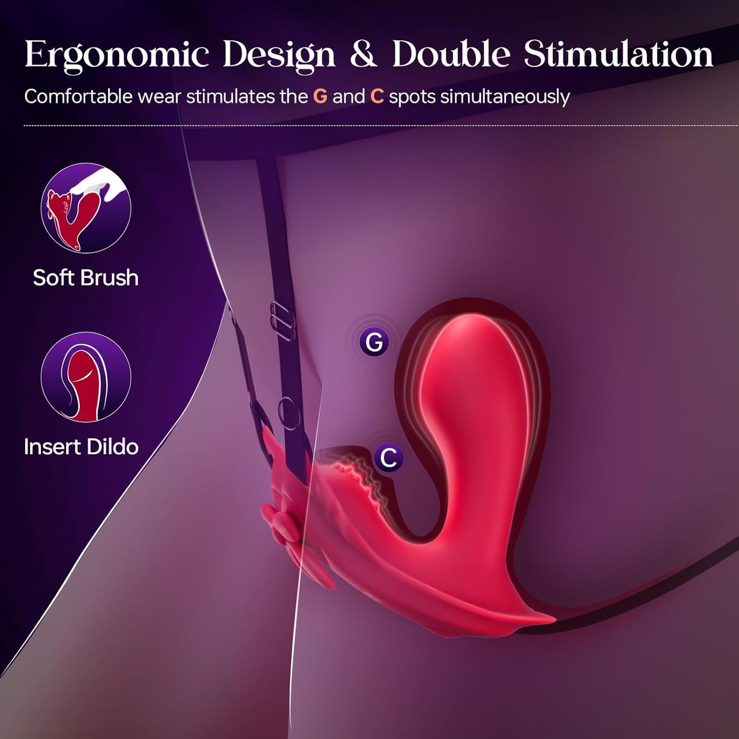 ShadowSync APP Remote Wearable Panty Vibrator with G - Spot Dildo - SinfulX - Personal Care > Sexual Wellness > Panty Vibrator