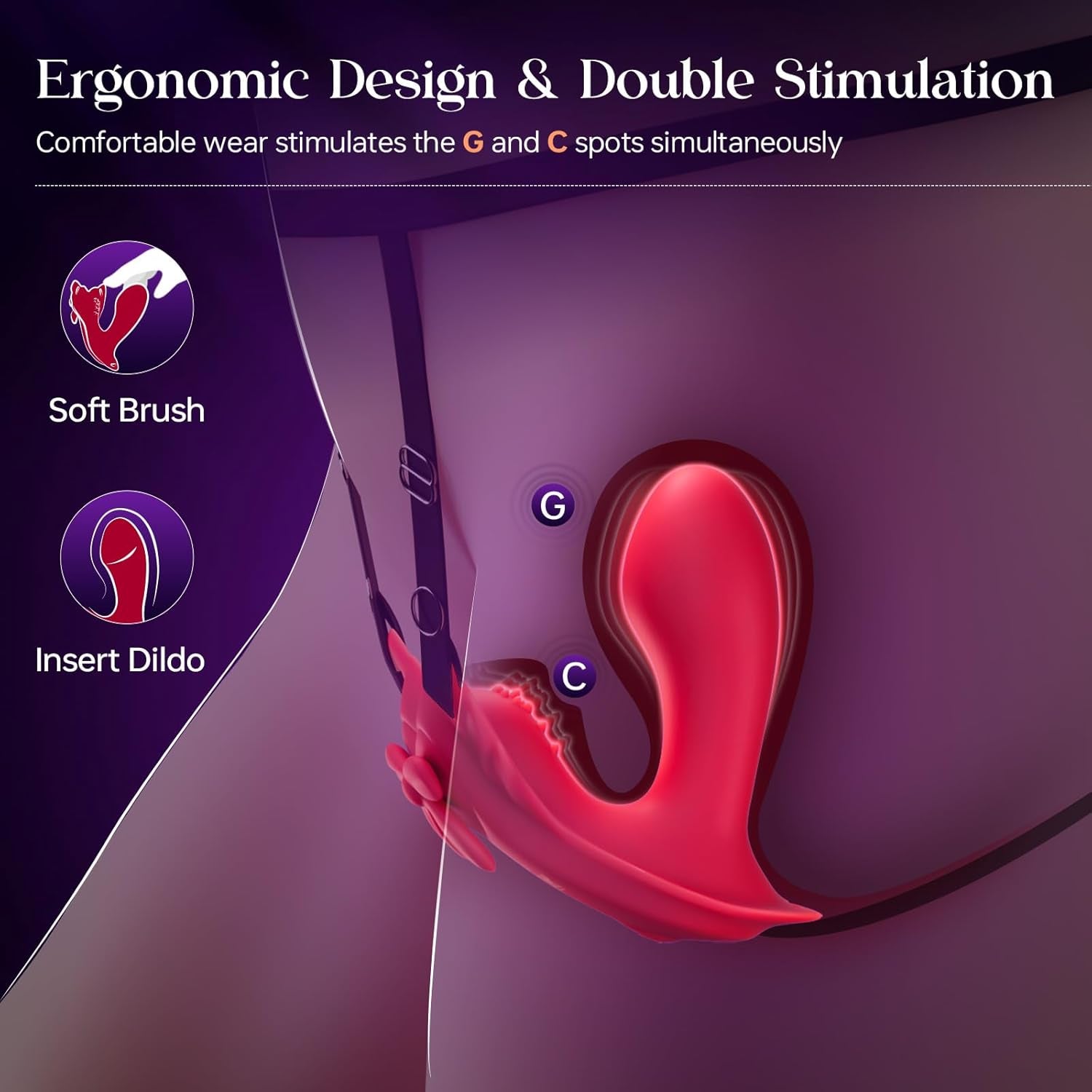 ShadowSync APP Remote Wearable Panty Vibrator with G - Spot Dildo - SinfulX - Personal Care > Sexual Wellness > Panty Vibrator