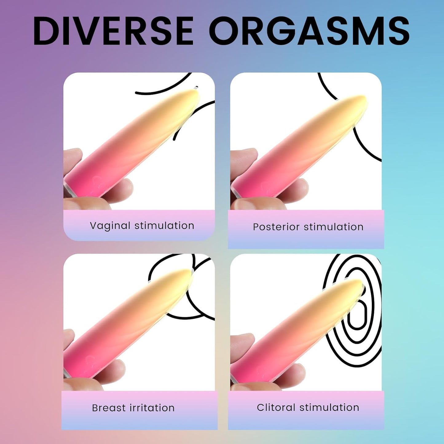 G Spot Bullet Vibrator for Women, Portable Mini Pocket Vagina Stimulator, Waterproof Adult Sex Toy with 10 Vibrating Modes Full Silicone Rechargeable, Rose Red Yellow