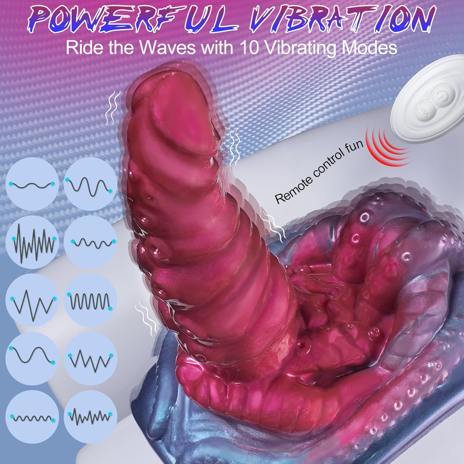 Monster Fantasy Dildo Riding Grinder Sex Toy, Vibrating Tentacle Alien Dildo Sit and Ride Vibrator with 10 Vibrations, G Spot Clitoral Vibrator Remote Silicone Strap on Adult Sex Toy for Women Men - SinfulX - 