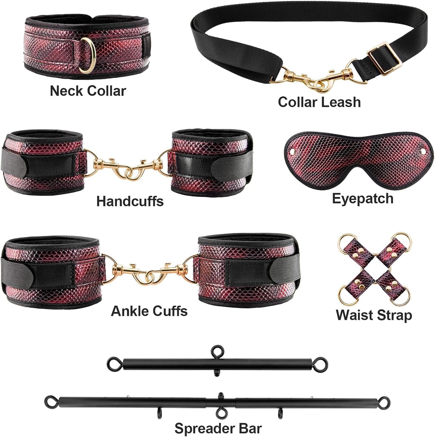 Leg Spreader Bar Adjustable Bondage Restraint BDSM Set Wrist Ankle Straps Connecting Rods for Customizable Adult Play Scenarios (Two Piece Set) - SinfulX - 