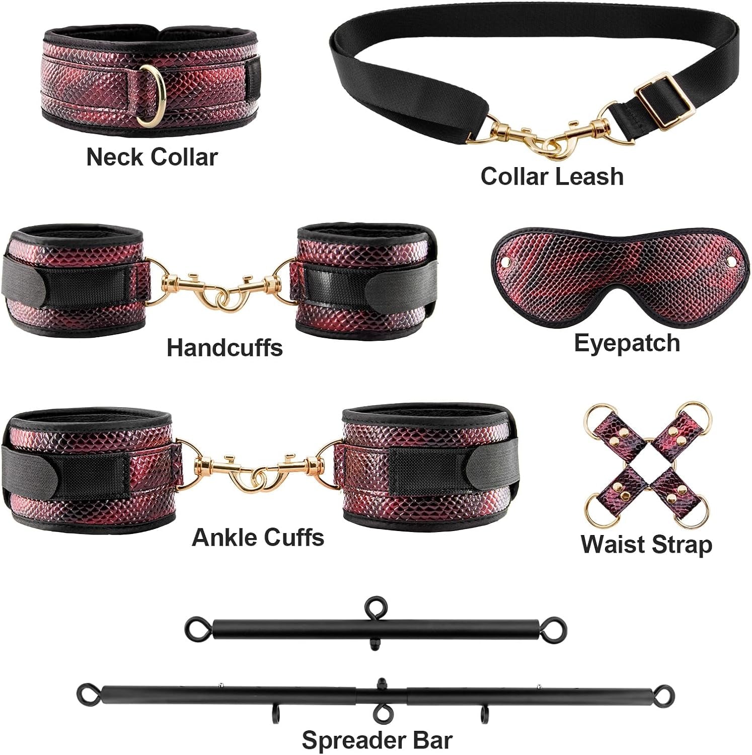 Leg Spreader Bar Adjustable Bondage Restraint BDSM Set Wrist Ankle Straps Connecting Rods for Customizable Adult Play Scenarios (Two Piece Set) - SinfulX - 