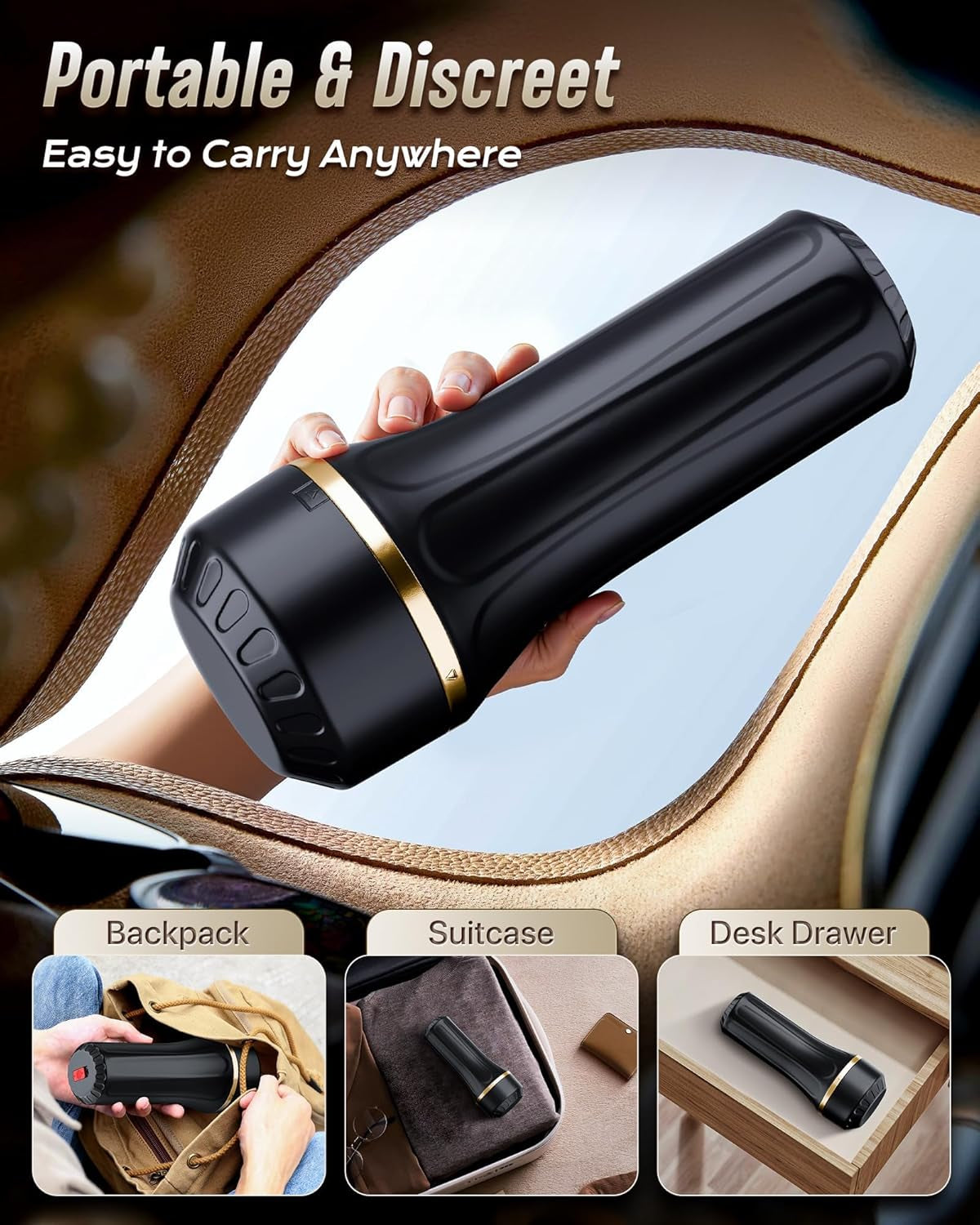 Male Masturbator with Dual Sleeves - 7.5In Pocket Pussy & Mouth Textured Soft Fleshy TPE Channel Sex Toys for Men, Adjustable Suction Male Manual Stroker, Penis Training Adult Toys, Easy-Clean