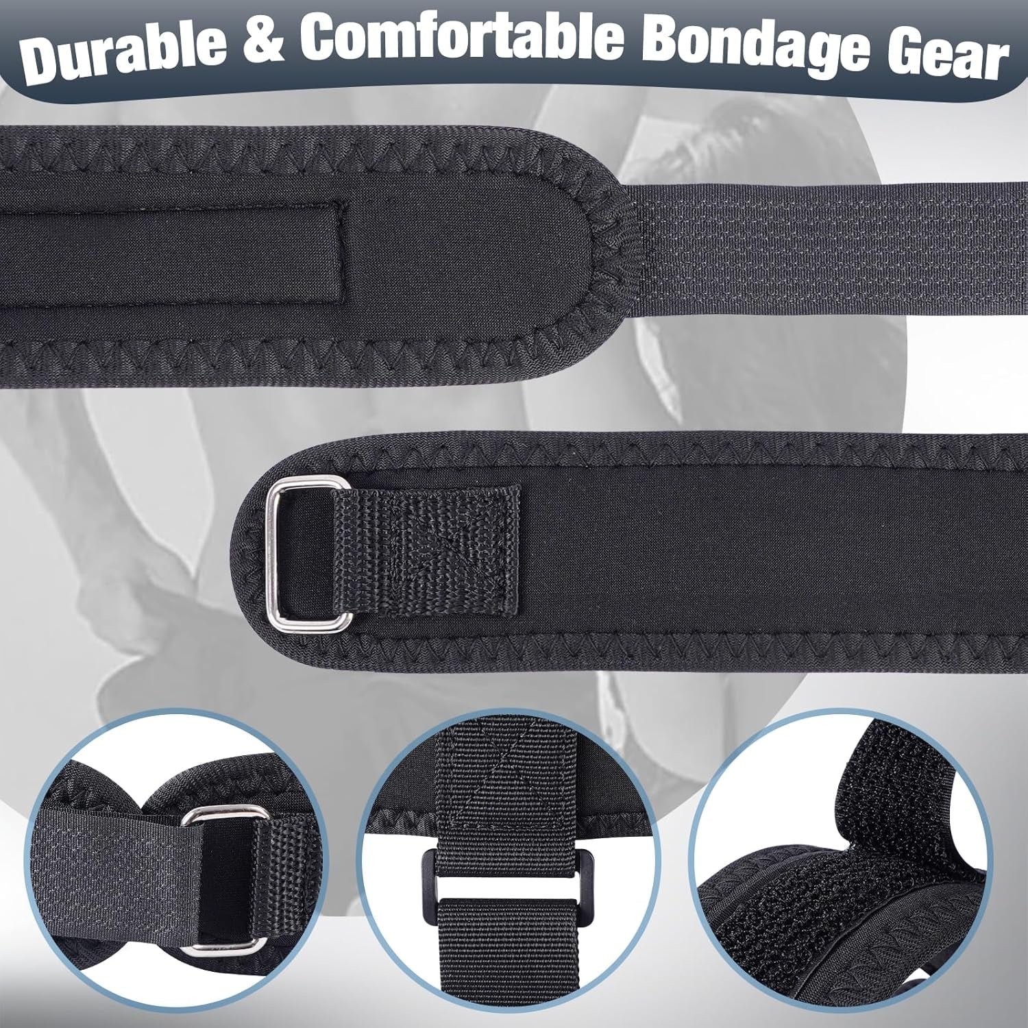 Vibrating Anal Hook BDSM Kit Neck to Wrist Bondage Restraint Set with Ball Gag, Couple Sex Toys Adjustable Collar behind Back Handcuffs Straps Bed SM Game Tool for Couples, Roleplay & Bedroom Fun - SinfulX - 