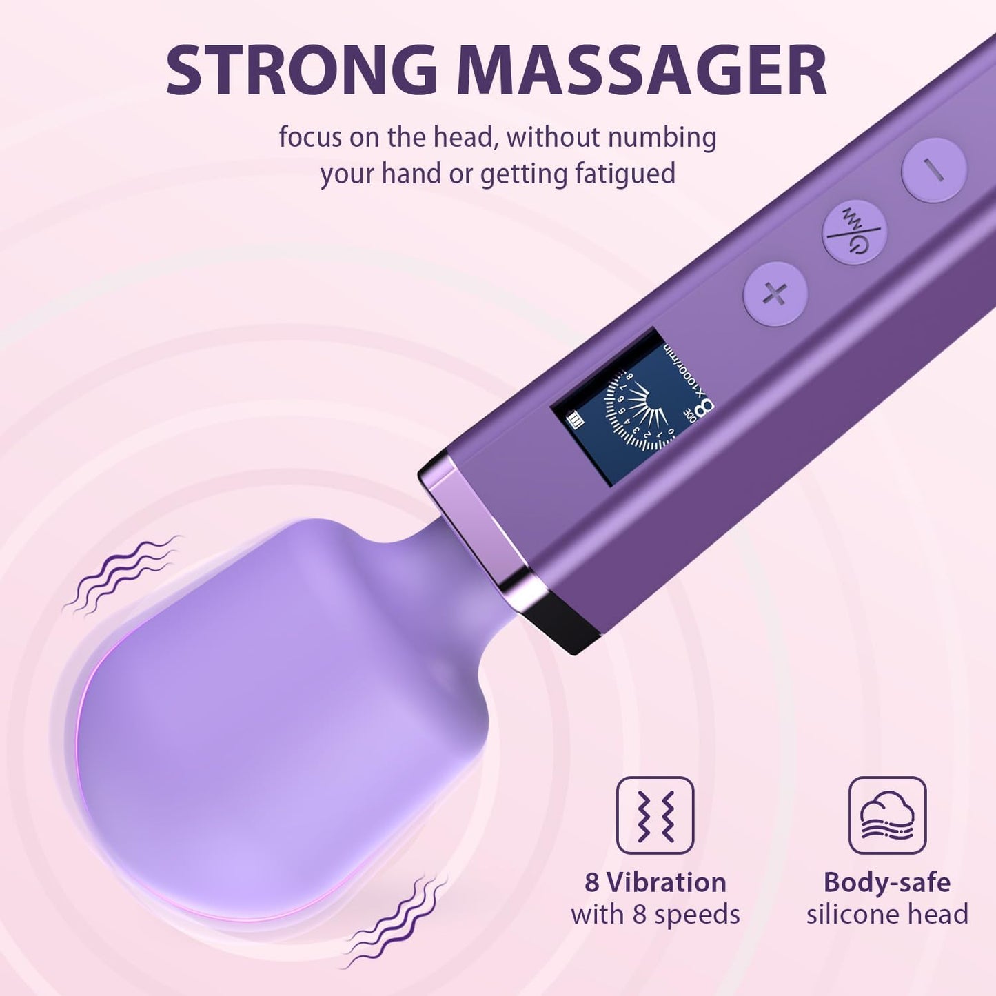 AuraStrike Wand Vibrator Waterproof 8 Modes Rechargeable - SinfulX - Personal Care > Sexual Wellness > Wand Vibrator