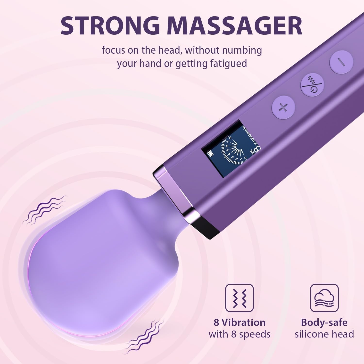 AuraStrike Wand Vibrator Waterproof 8 Modes Rechargeable - SinfulX - Personal Care > Sexual Wellness > Wand Vibrator