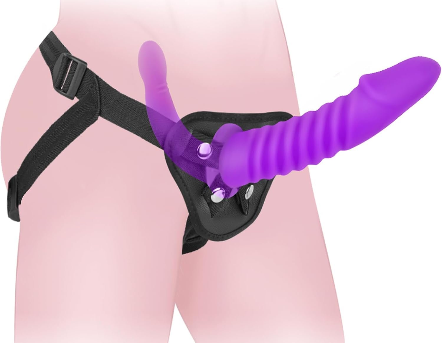 Strap on Dildo Adult Sex Toys - Double Sided Dildo Silicone Big Anal Dildos Toys, Strapon Harness Wearable Pegging Dildos G P Spot Stimulation, Adjustable Strapless Sex Toys for Women Lesbian - SinfulX - 
