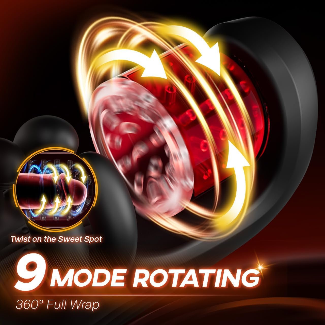 Male Masturbator Sex Toys for Men Penis Stroker - 360° Licking Glans Mens Vibrator with 9 Rotating & Clamping & Vibrating Modes, Penis Trainer Masturbators Blowjob Toy Adult Sex Toys for Men Couples - SinfulX - 