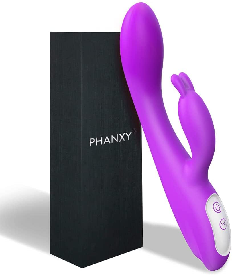 G Spot Rabbit Vibrator with Heating Function and Bunny Ears for Clitoris G-Spot Stimulation,Waterproof Dildo with 9 Powerful Vibrations Dual Motor Stimulator for Women or Couple Fun(Purple)